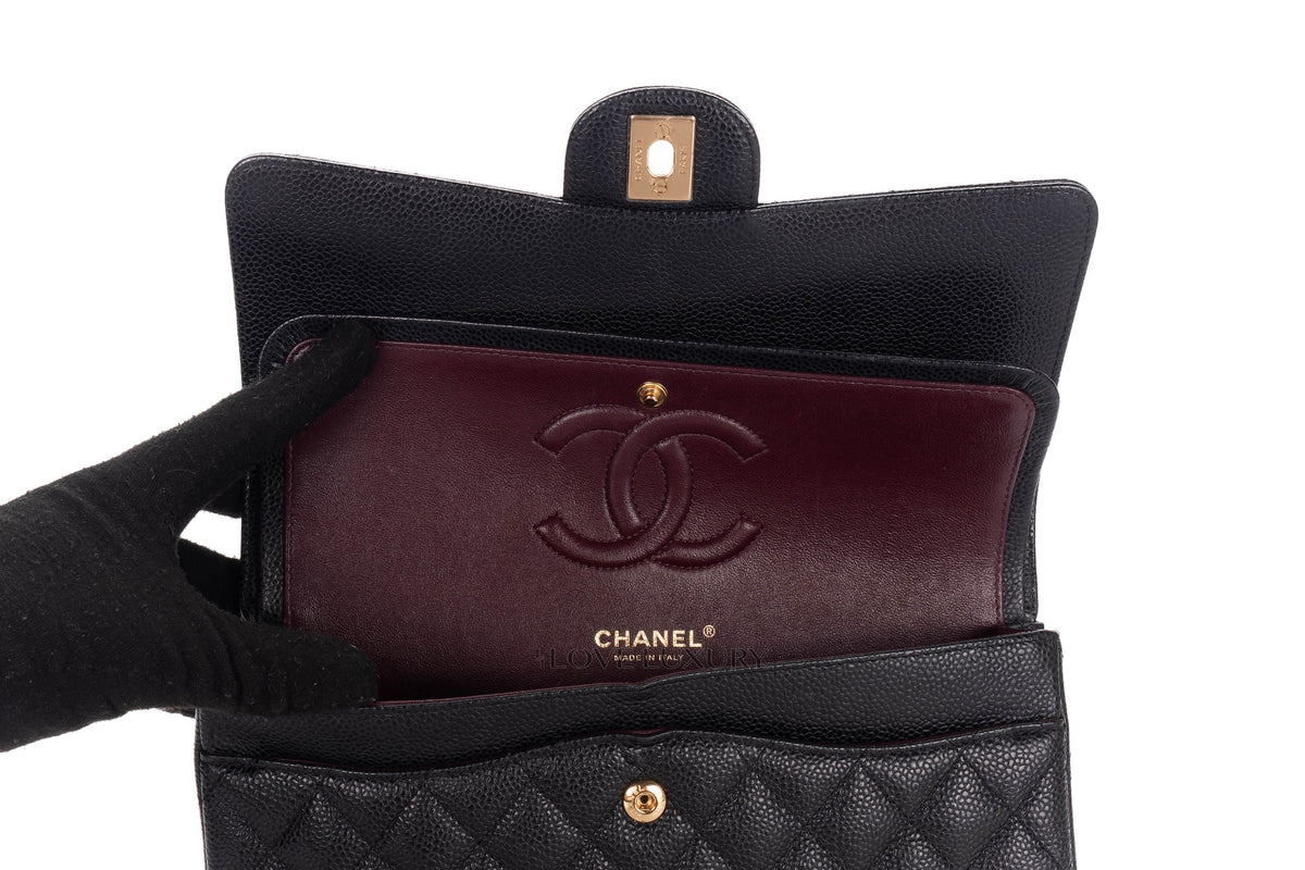 Chanel Medium Classic Flap Black Caviar Gold Hardware - view 9