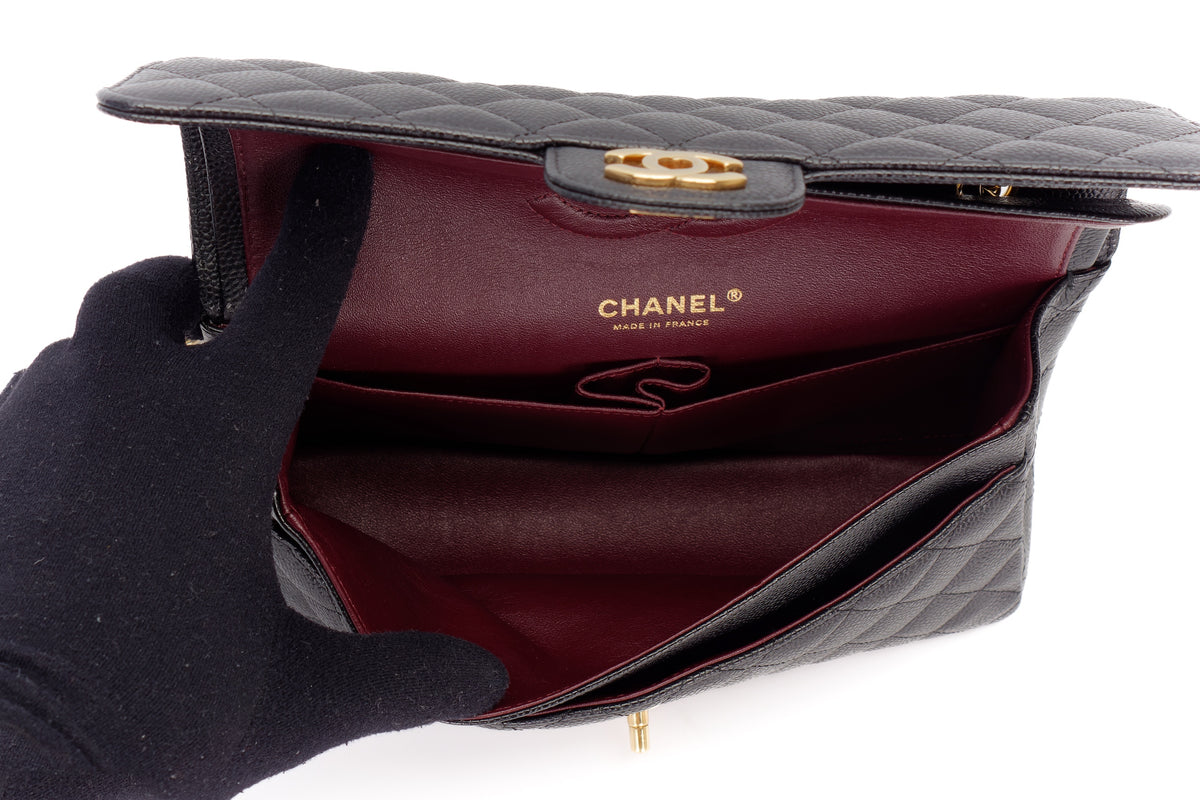 Chanel Medium Classic Flap Black Caviar Gold Hardware - view 11