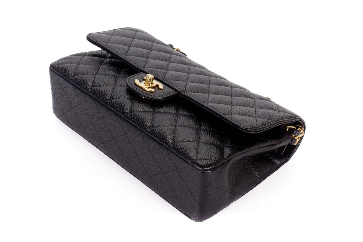 Chanel Medium Classic Flap Black Caviar Gold Hardware - view 13