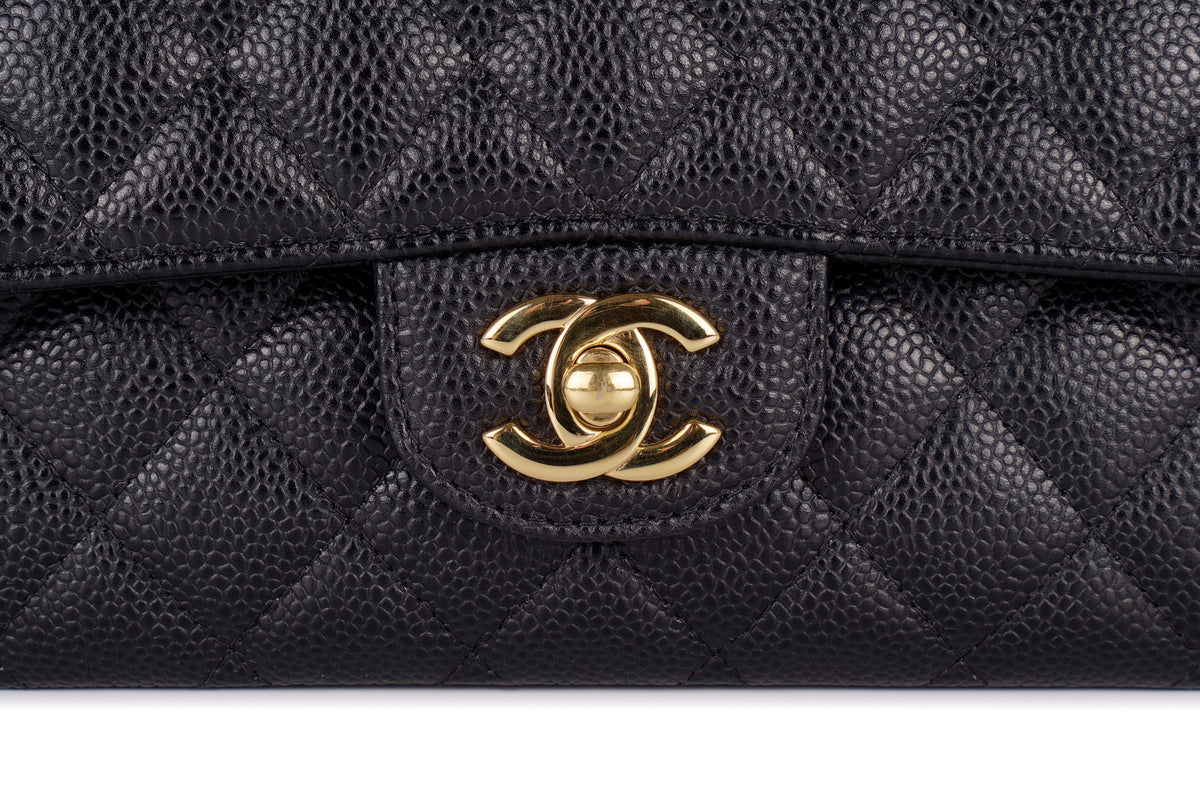 Chanel Medium Classic Flap Black Caviar Gold Hardware - view 7
