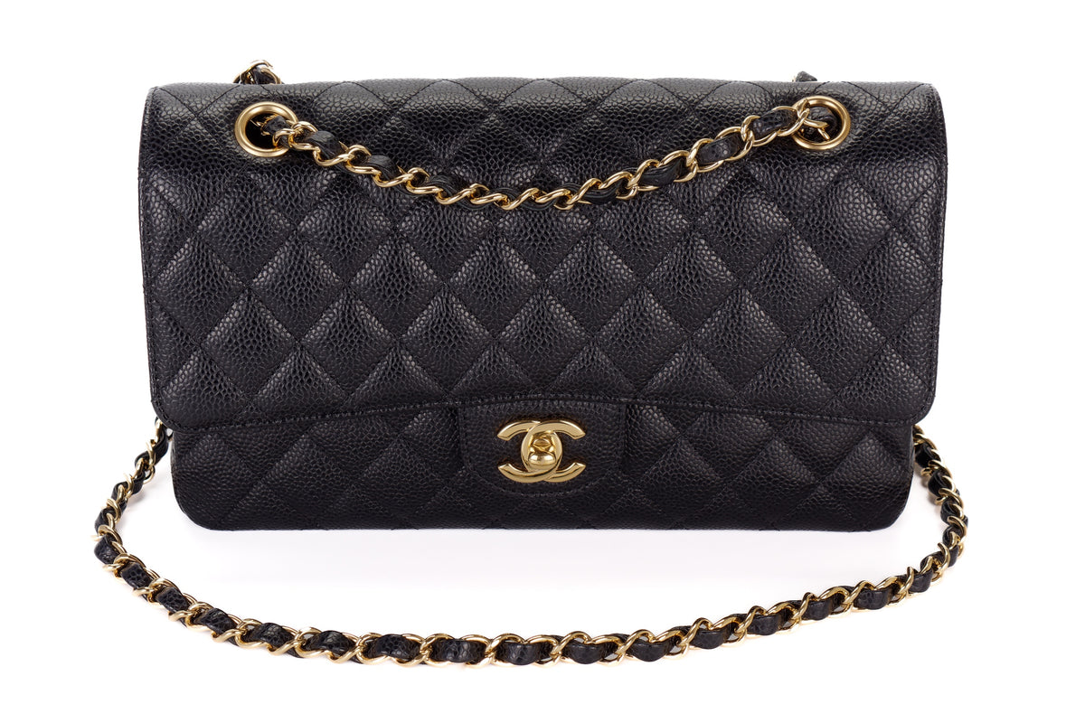Chanel Medium Classic Flap Black Caviar Gold Hardware - view 8