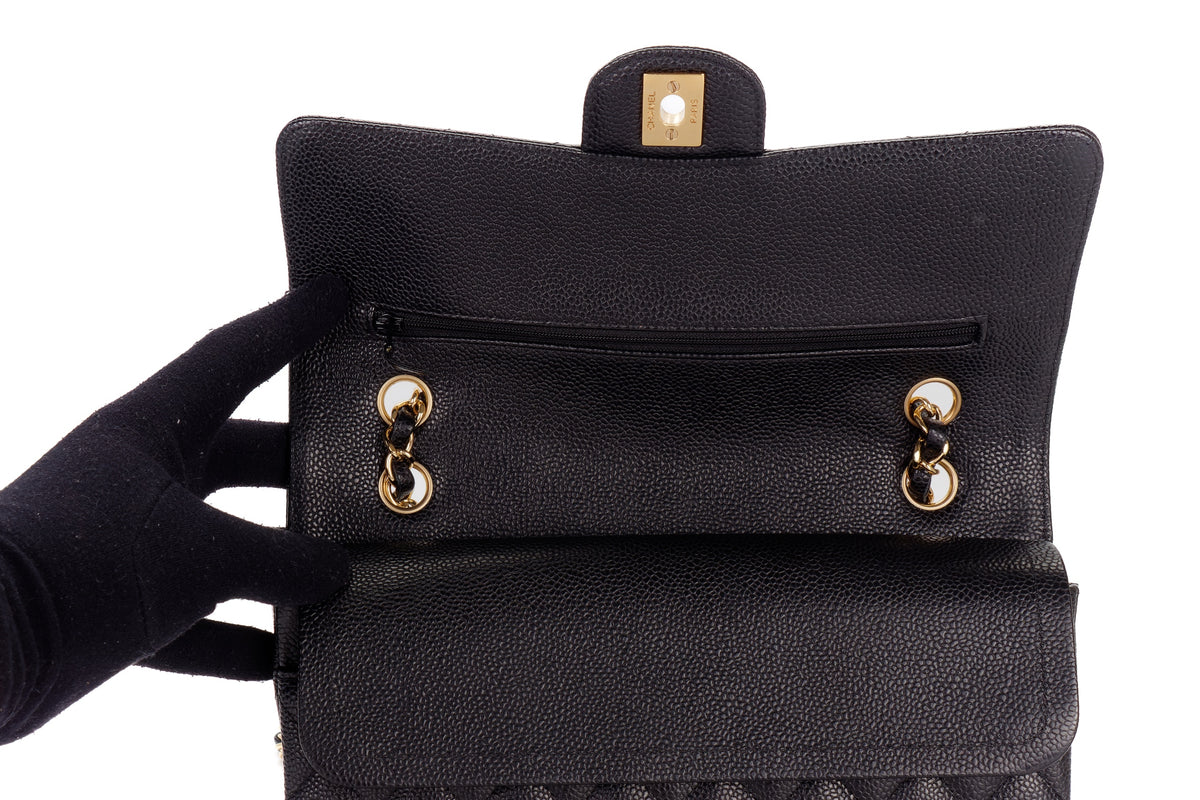 Chanel Medium Classic Flap Black Caviar Gold Hardware - view 9