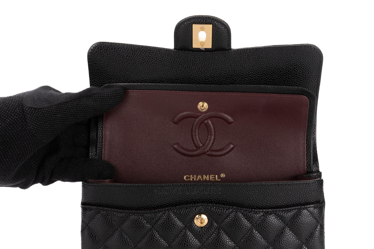 Chanel Medium Classic Flap Black Caviar Gold Hardware - view 10