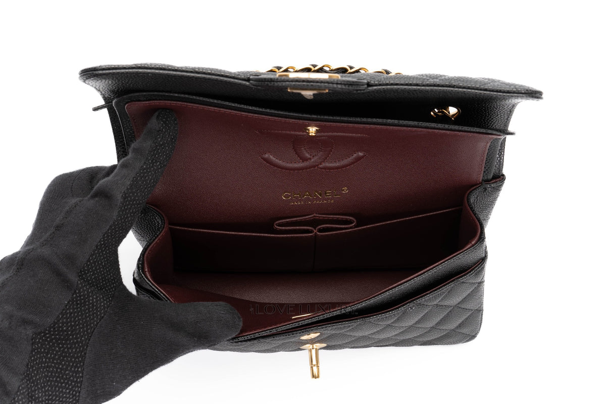 Chanel Medium Classic Flap Black Caviar Gold Hardware - view 11