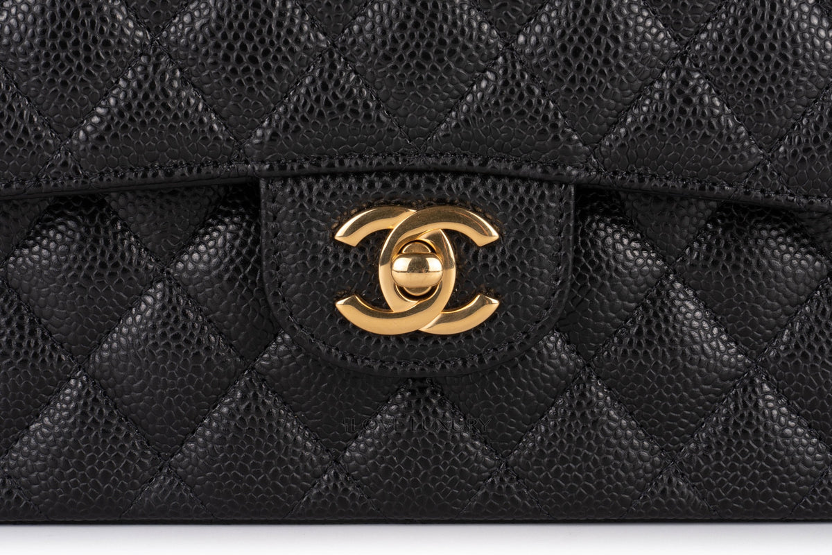 Chanel Medium Classic Flap Black Caviar Gold Hardware - view 7