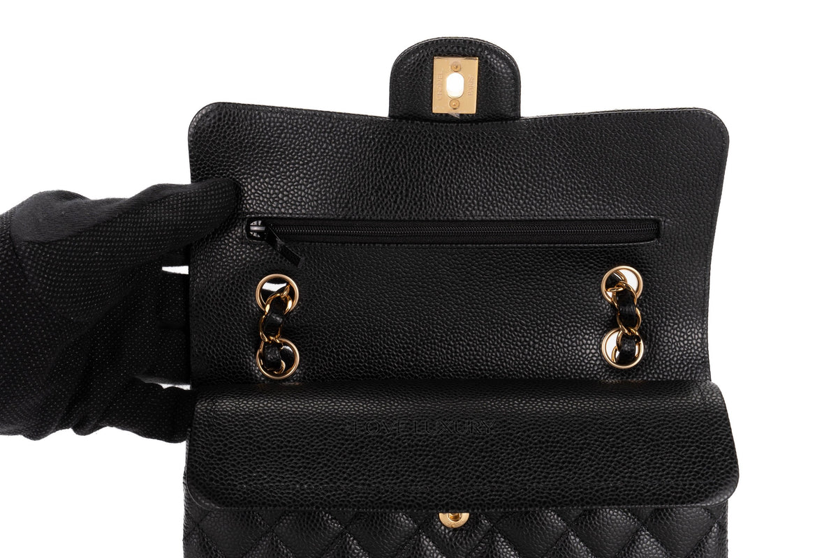 Chanel Medium Classic Flap Black Caviar Gold Hardware - view 9