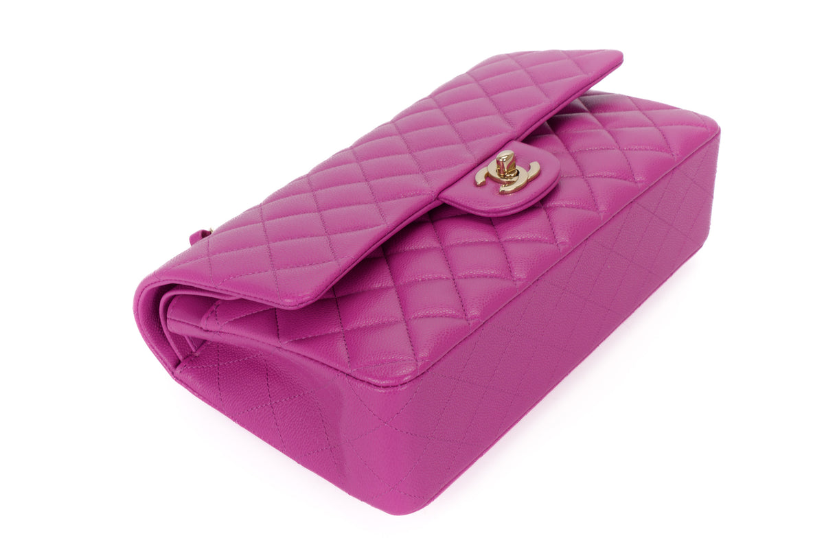 Chanel Medium Classic Flap Violet Caviar Light Gold Hardware - view 12