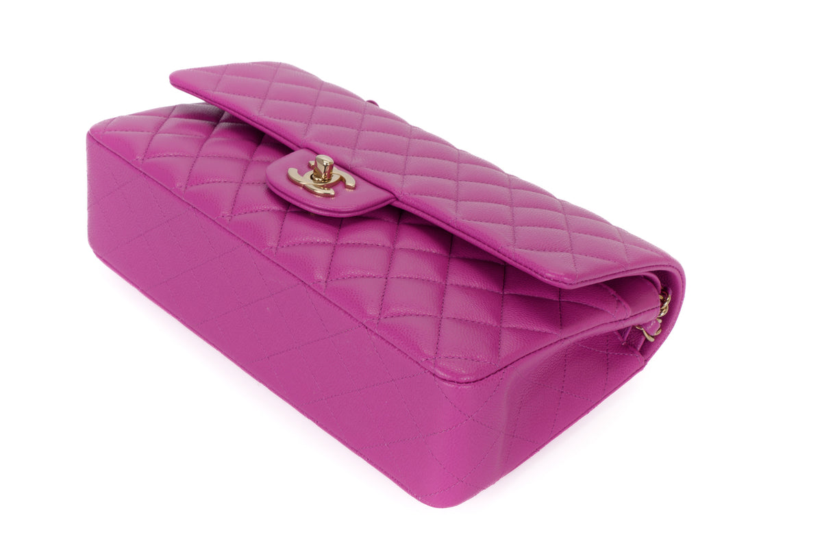 Chanel Medium Classic Flap Violet Caviar Light Gold Hardware - view 13