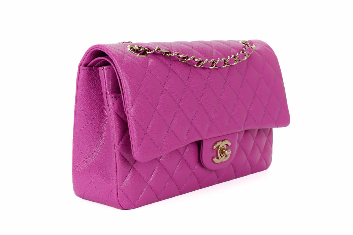 Chanel Medium Classic Flap Violet Caviar Light Gold Hardware - view 2