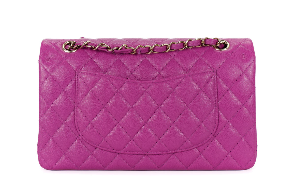 Chanel Medium Classic Flap Violet Caviar Light Gold Hardware - view 3