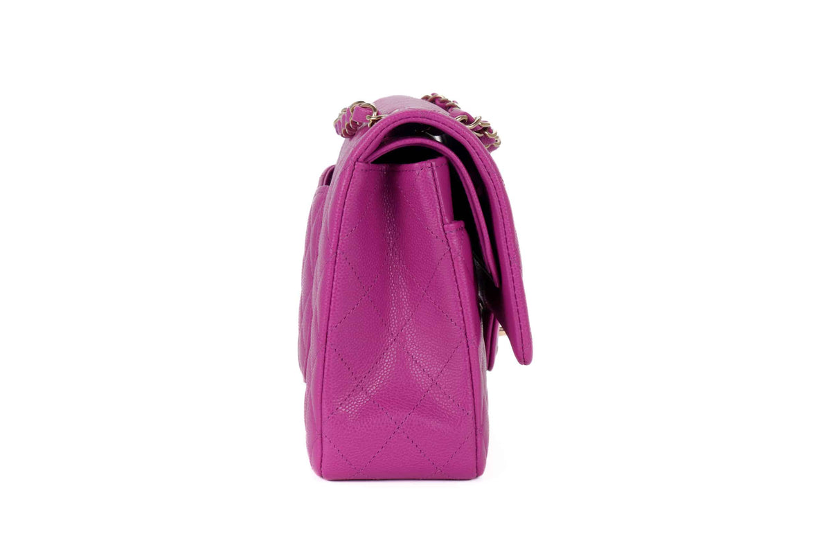 Chanel Medium Classic Flap Violet Caviar Light Gold Hardware - view 5