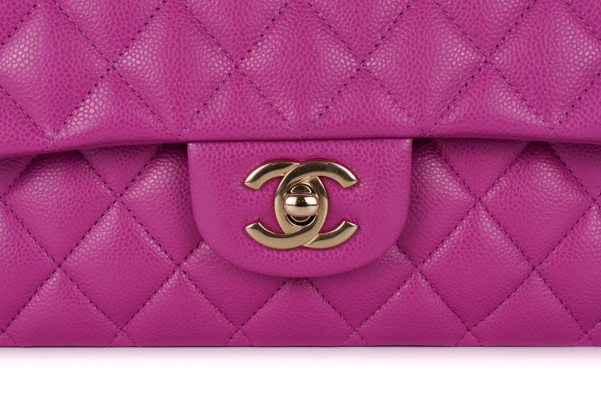 Chanel Medium Classic Flap Violet Caviar Light Gold Hardware - view 7