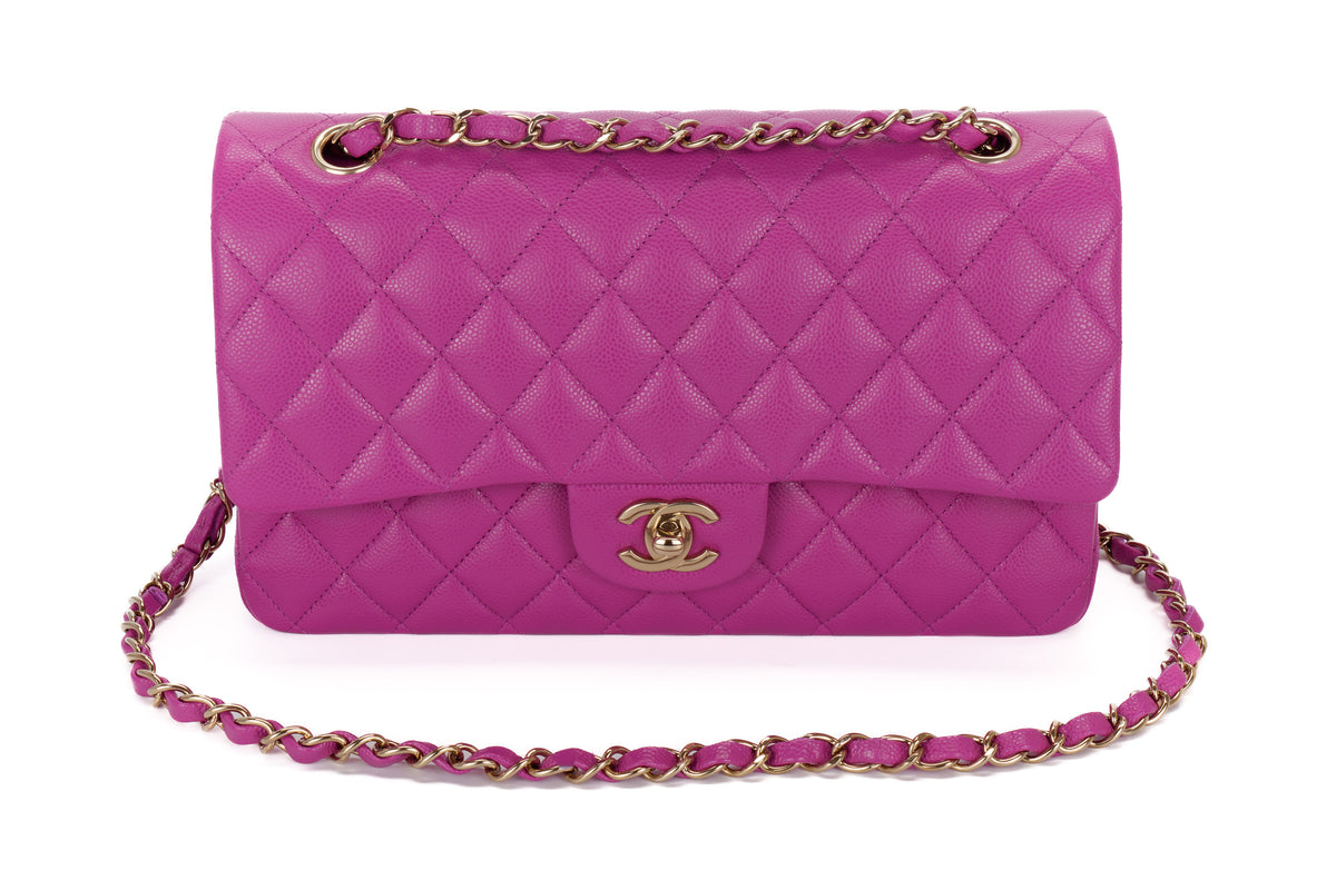 Chanel Medium Classic Flap Violet Caviar Light Gold Hardware - view 8