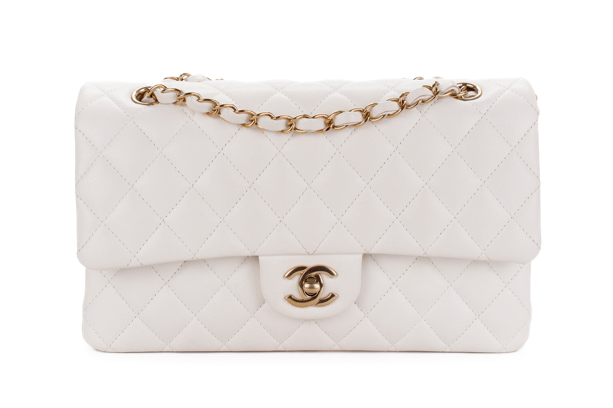 Chanel Medium Classic Flap White Caviar Gold Hardware - view 1