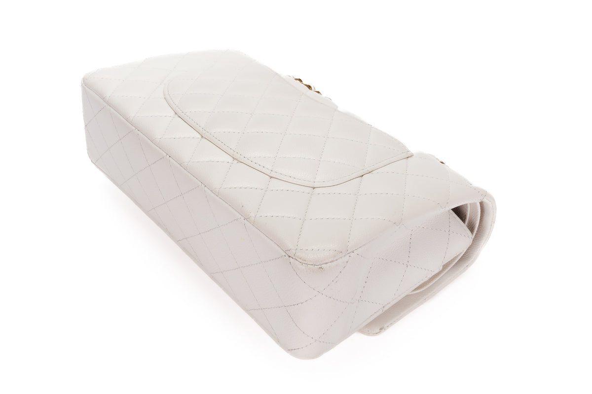 Chanel Medium Classic Flap White Caviar Gold Hardware - view 15