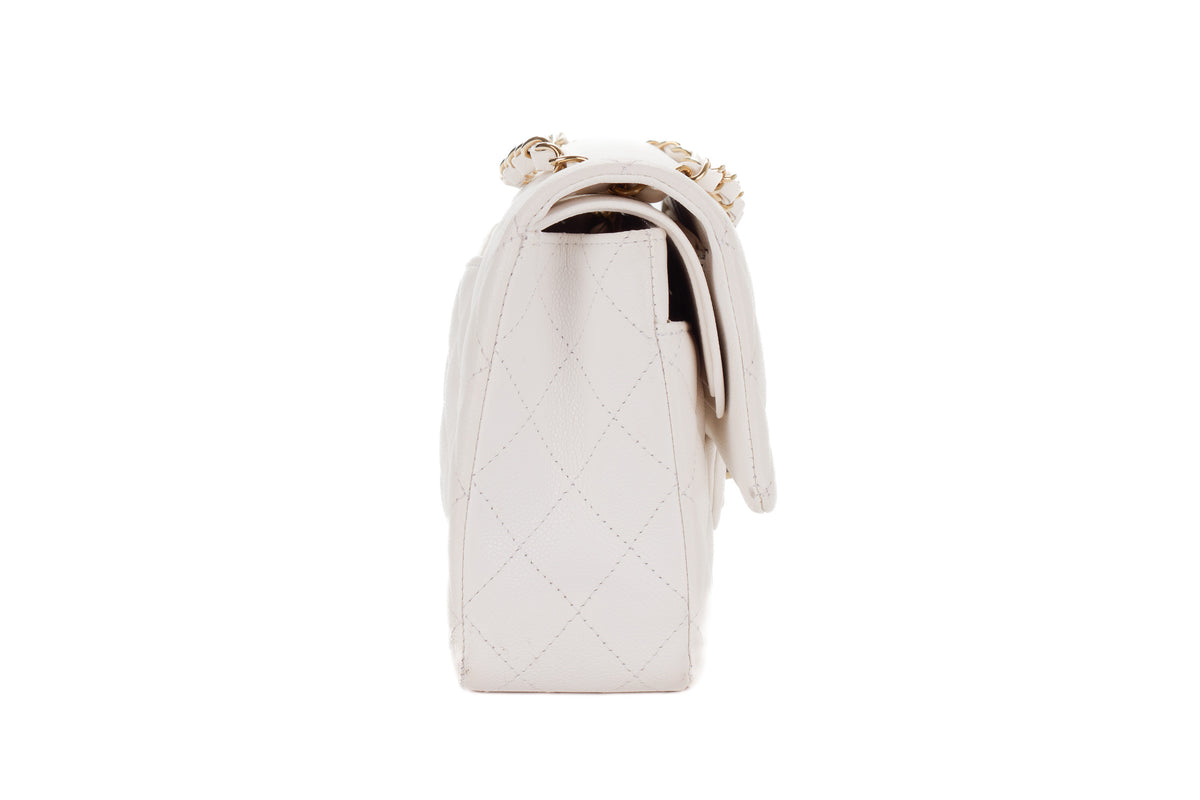 Chanel Medium Classic Flap White Caviar Gold Hardware - view 5