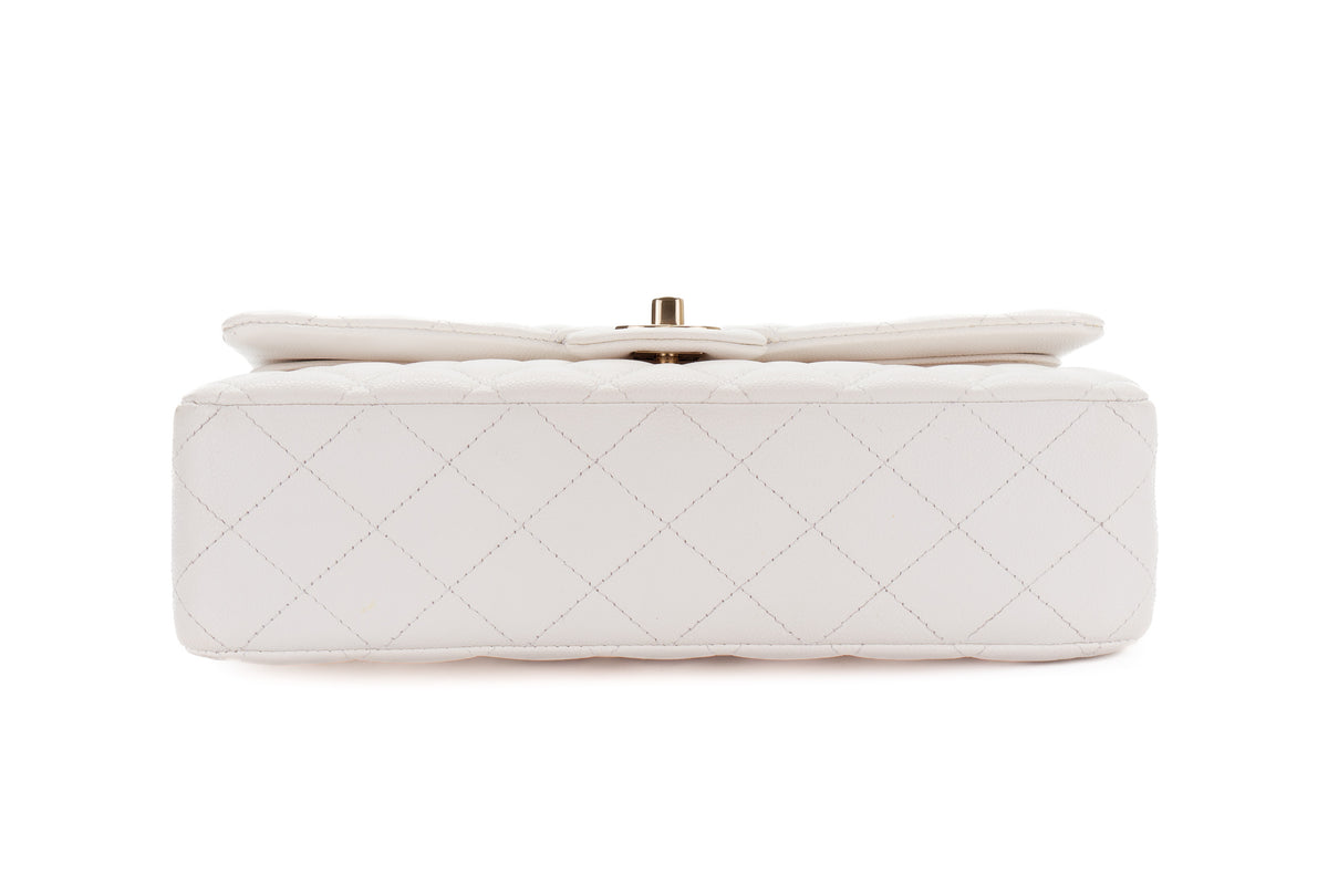 Chanel Medium Classic Flap White Caviar Gold Hardware - view 6