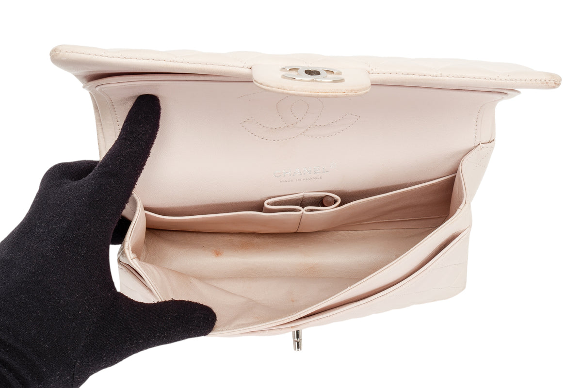 Chanel Medium Classic Flap Pale Pink Lambskin Silver Hardware - view 10
