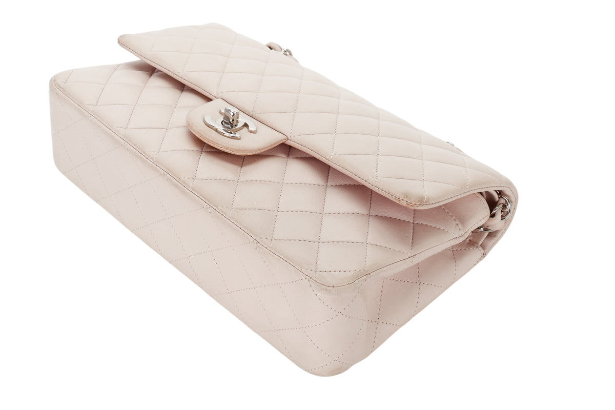 Chanel Medium Classic Flap Pale Pink Lambskin Silver Hardware - view 12