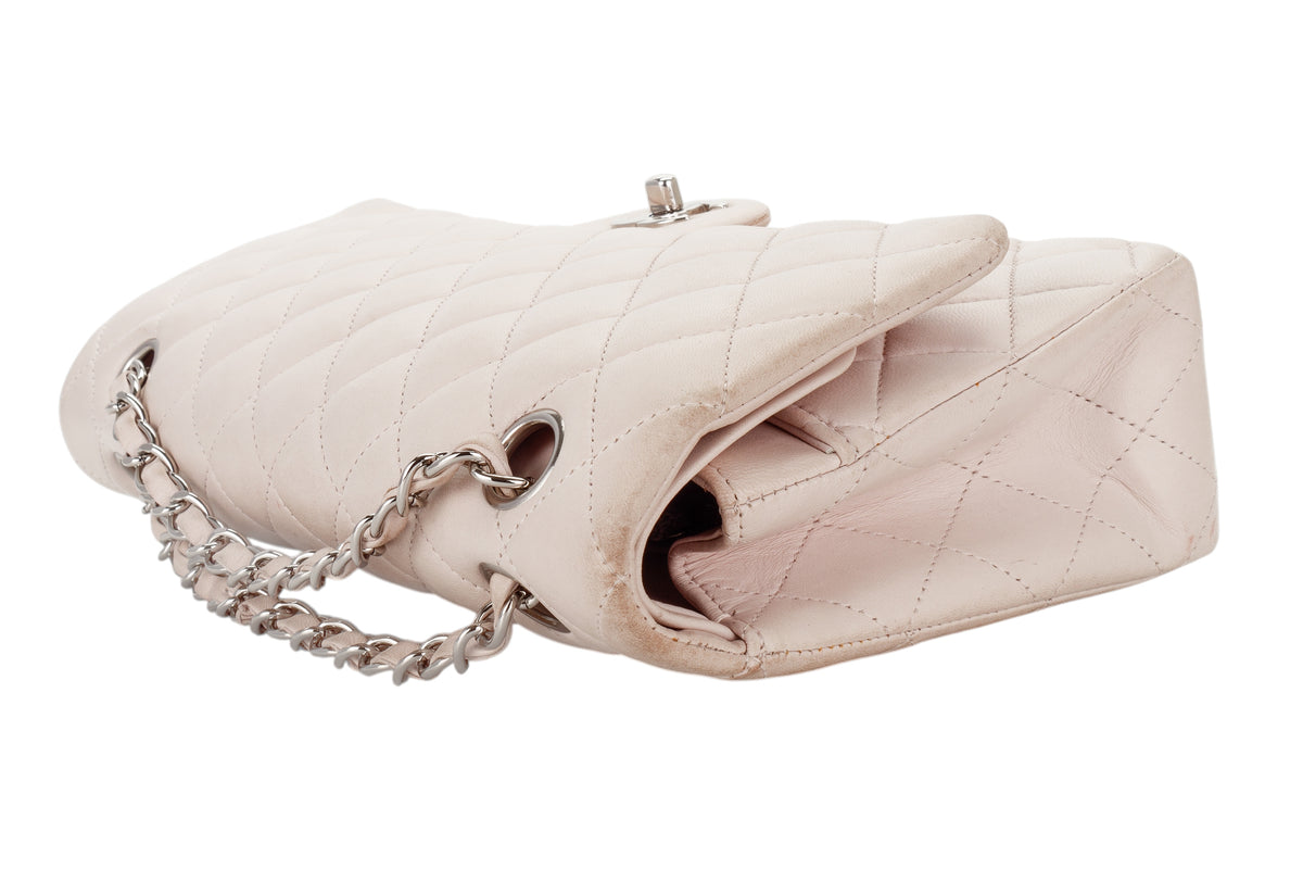 Chanel Medium Classic Flap Pale Pink Lambskin Silver Hardware - view 15