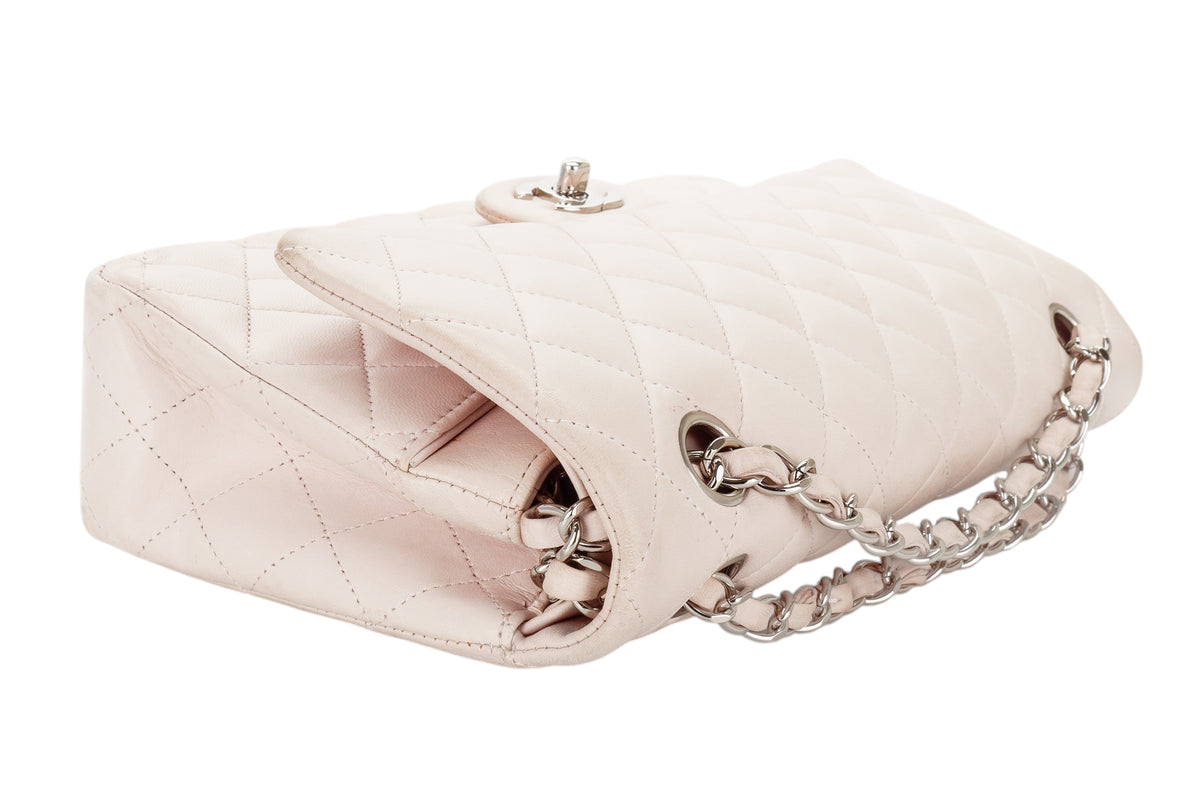 Chanel Medium Classic Flap Pale Pink Lambskin Silver Hardware - view 16