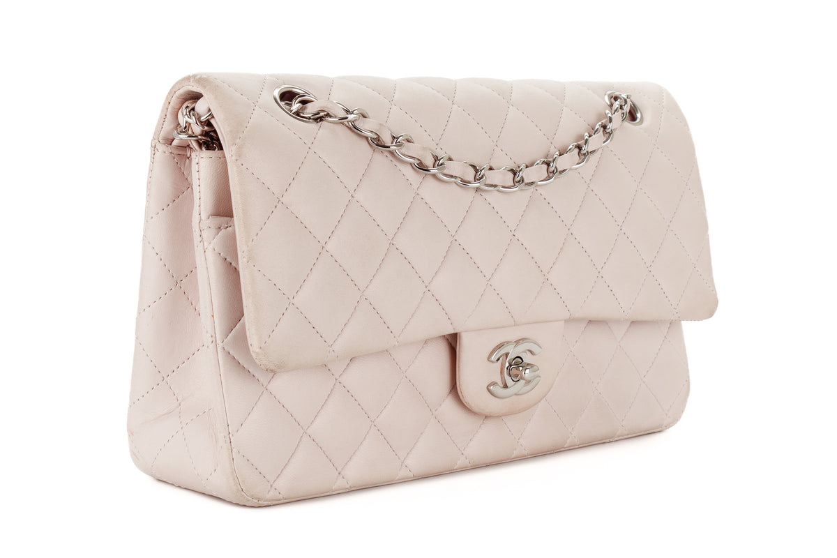 Chanel Medium Classic Flap Pale Pink Lambskin Silver Hardware - view 2