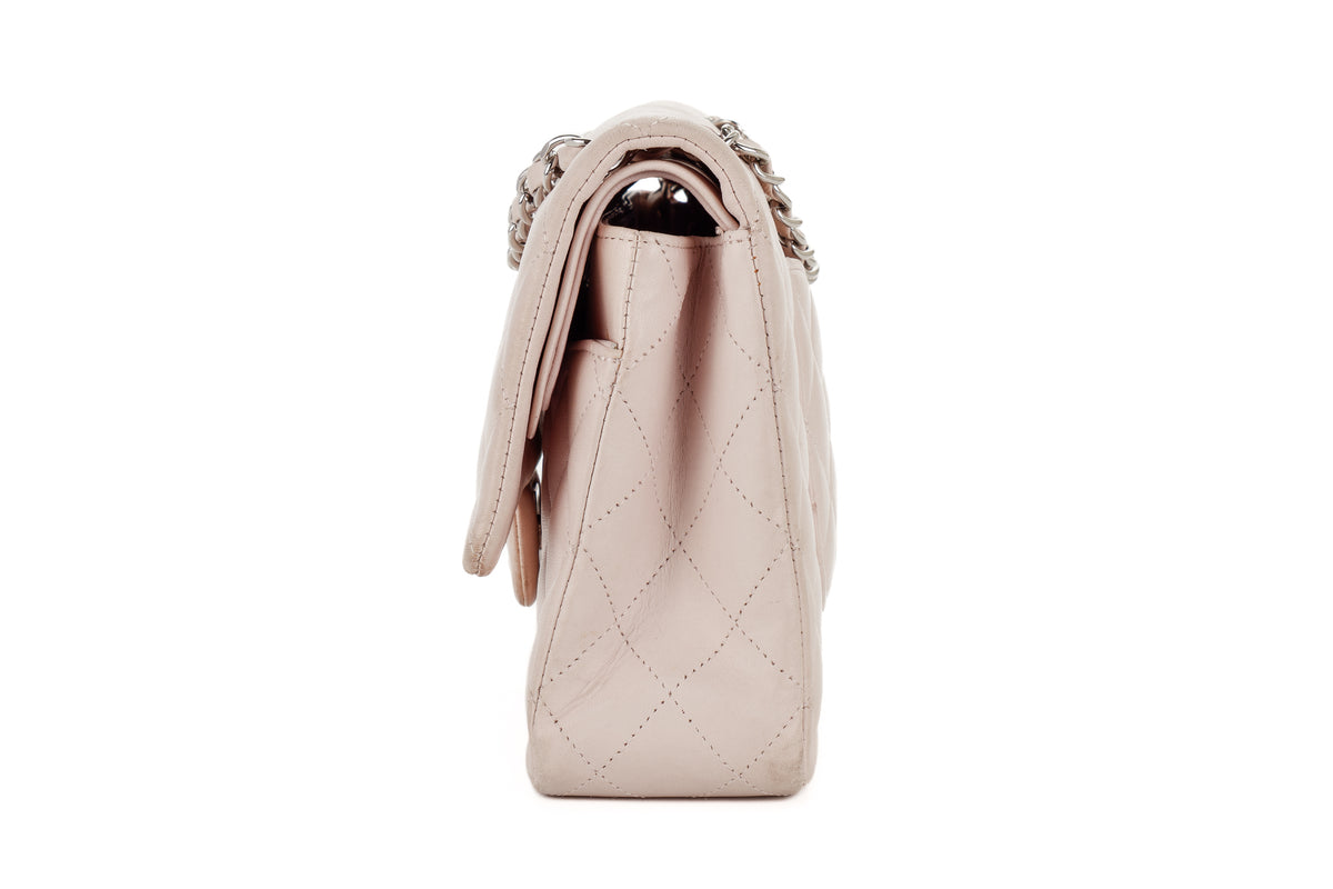 Chanel Medium Classic Flap Pale Pink Lambskin Silver Hardware - view 4