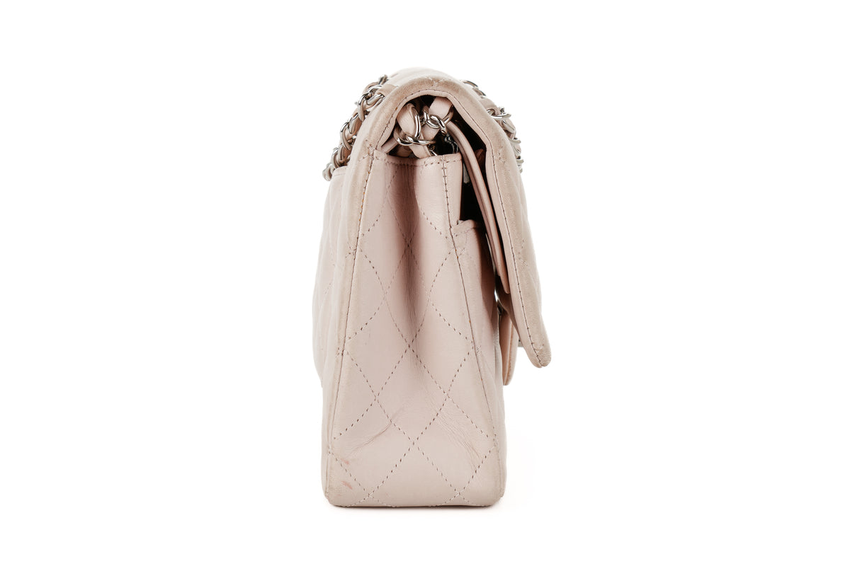 Chanel Medium Classic Flap Pale Pink Lambskin Silver Hardware - view 5