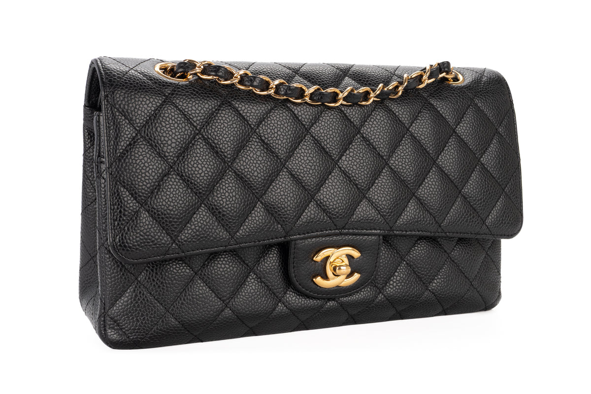 Chanel Medium Double Classic Flap Black Caviar Leather 18K Gold Hardware - view 2