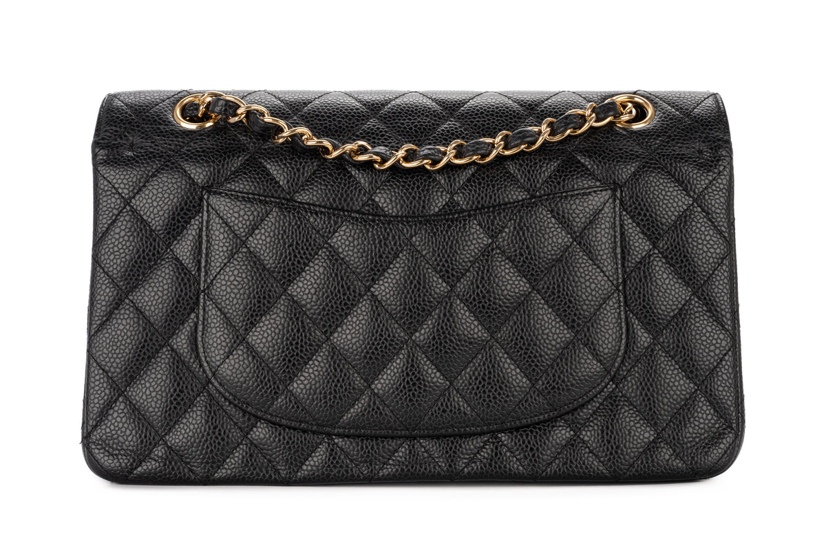 Chanel Medium Double Classic Flap Black Caviar Leather 18K Gold Hardware - view 3