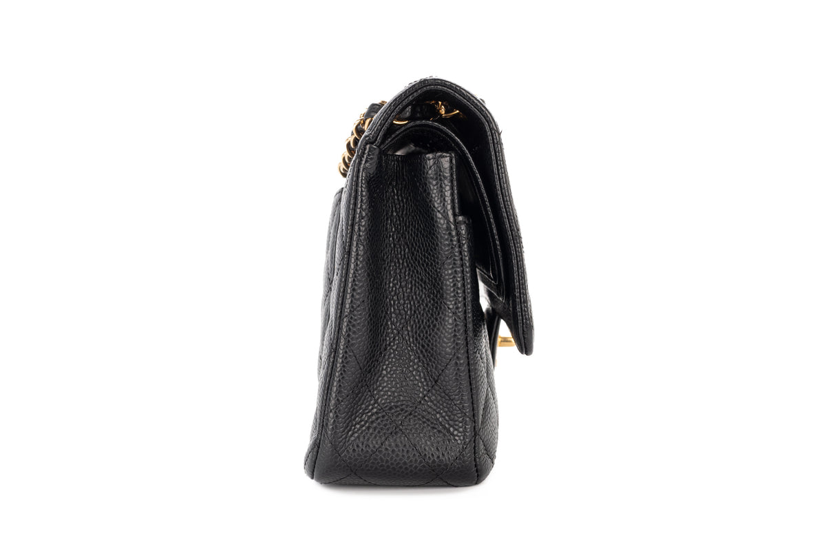 Chanel Medium Double Classic Flap Black Caviar Leather 18K Gold Hardware - view 5