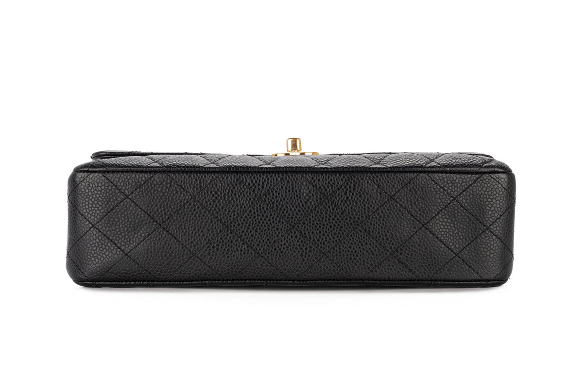Chanel Medium Double Classic Flap Black Caviar Leather 18K Gold Hardware - view 6