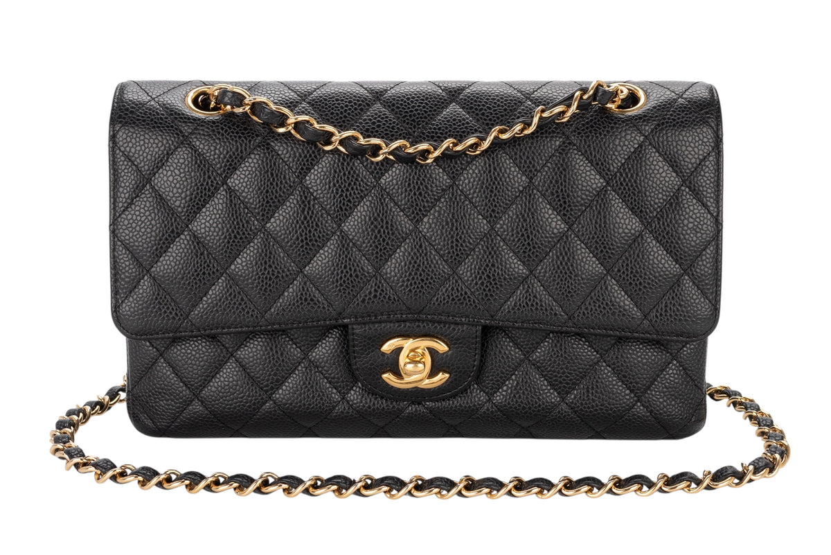 Chanel Medium Double Classic Flap Black Caviar Leather 18K Gold Hardware - view 8