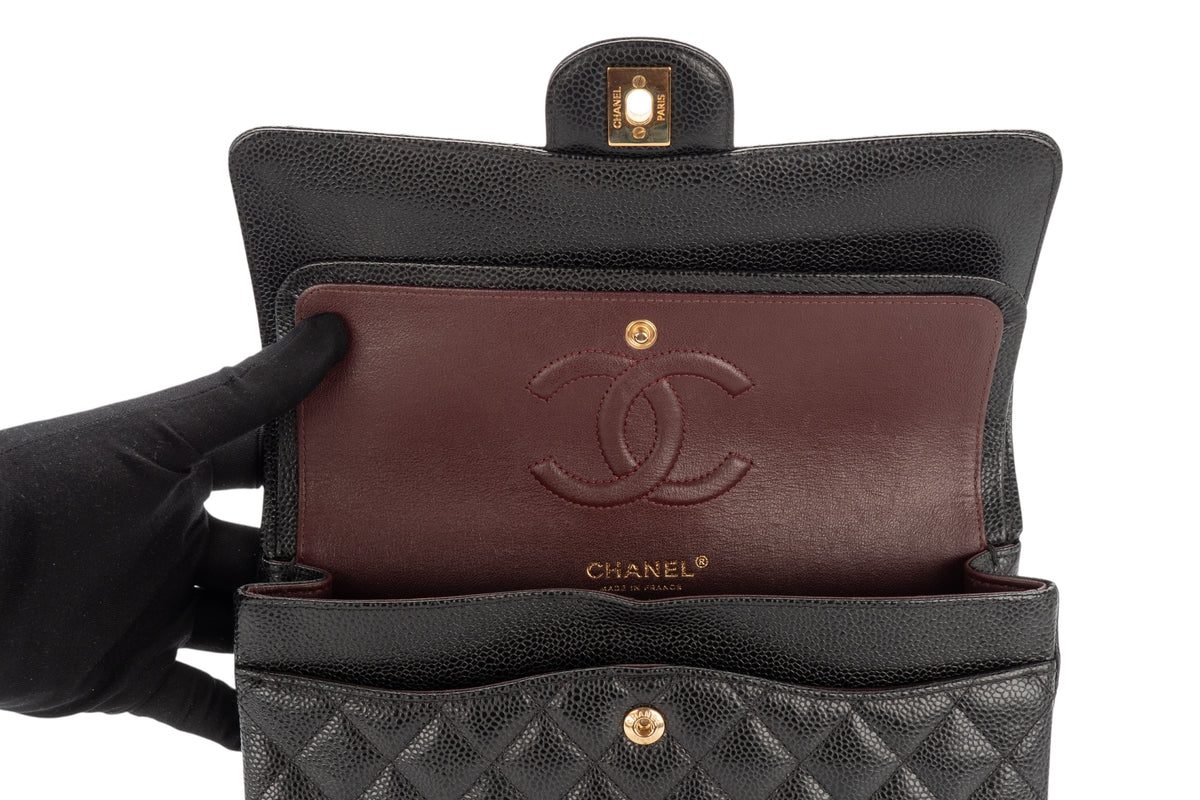 Chanel Medium Double Classic Flap Black Caviar Gold Hardware - view 10
