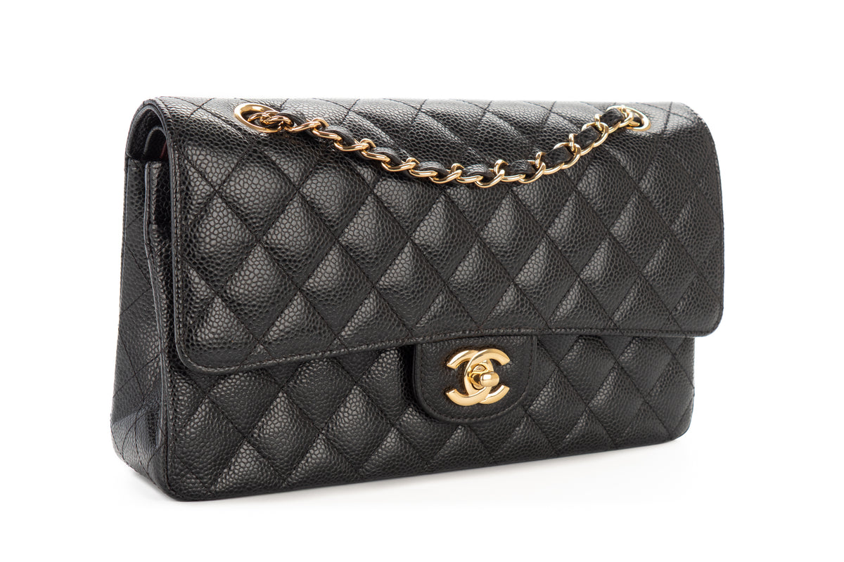 Chanel Medium Double Classic Flap Black Caviar Gold Hardware - view 2