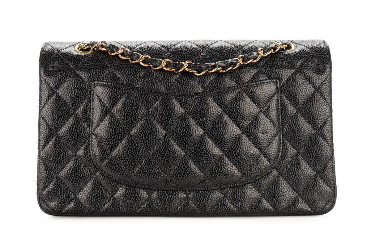 Chanel Medium Double Classic Flap Black Caviar Gold Hardware - view 3