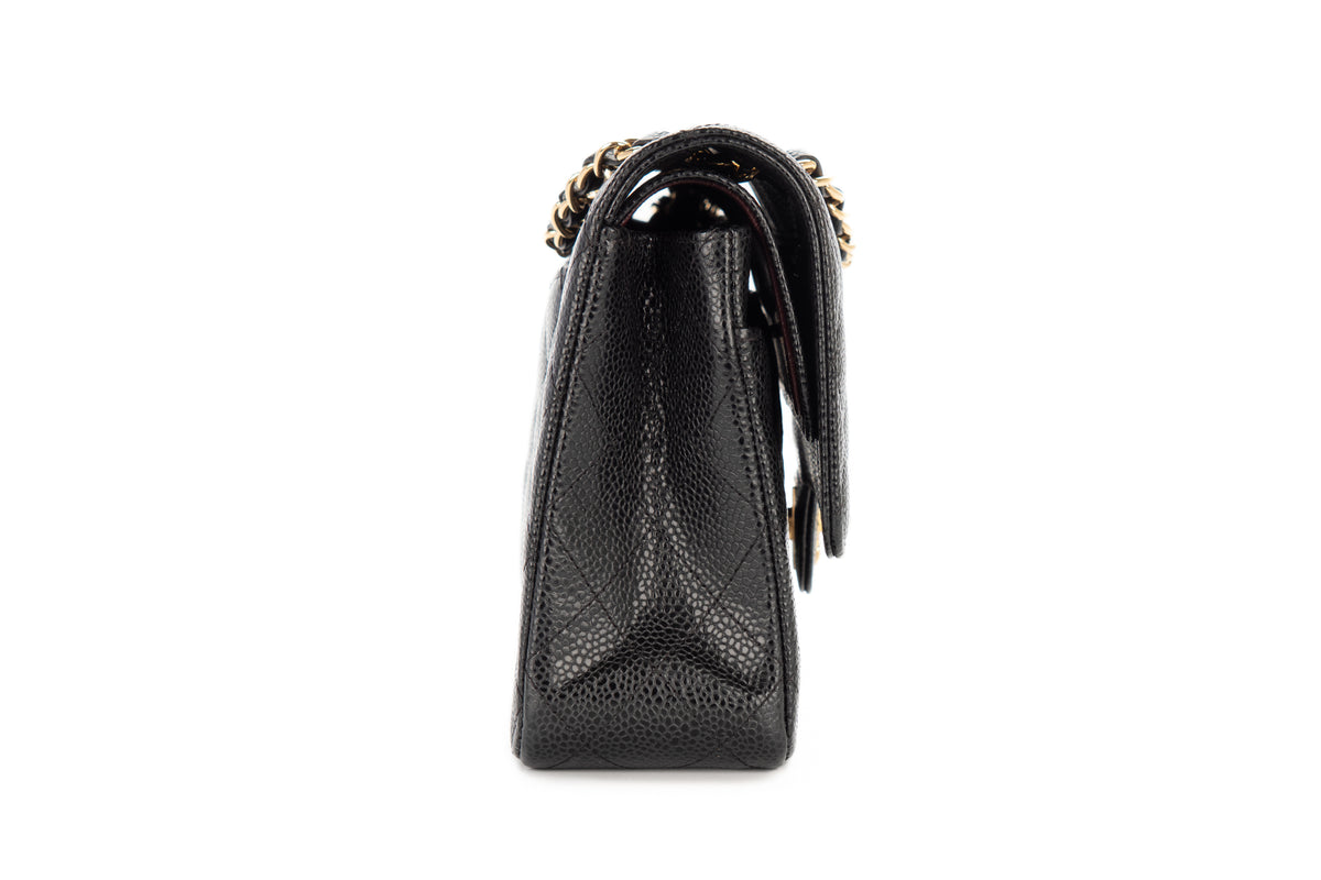 Chanel Medium Double Classic Flap Black Caviar Gold Hardware - view 5