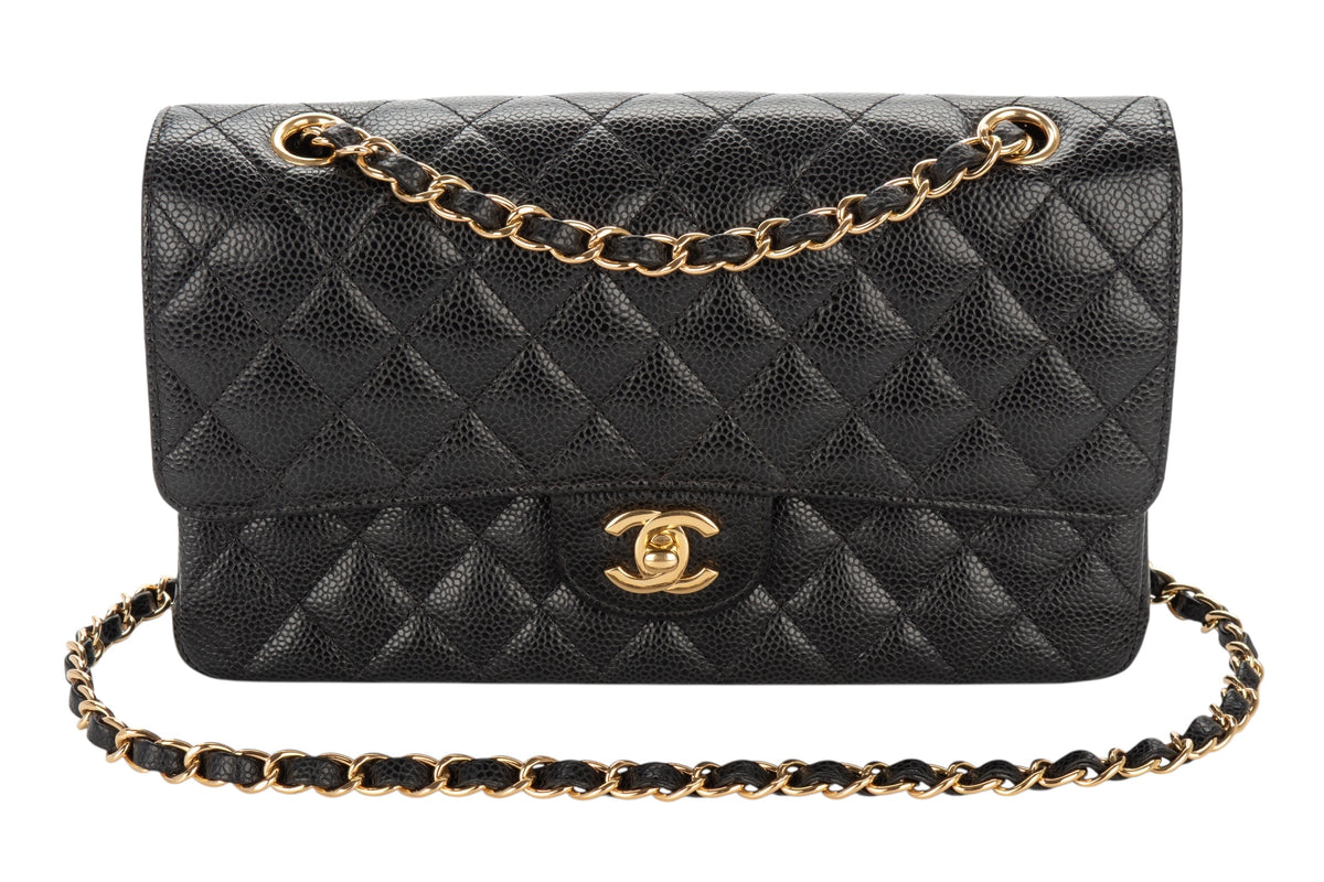 Chanel Medium Double Classic Flap Black Caviar Gold Hardware - view 8