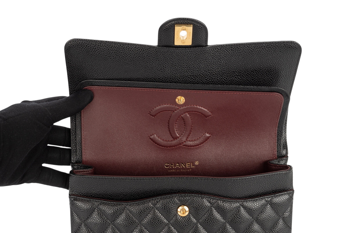 Chanel Medium Double Classic Flap Black Caviar Gold Hardware - view 10