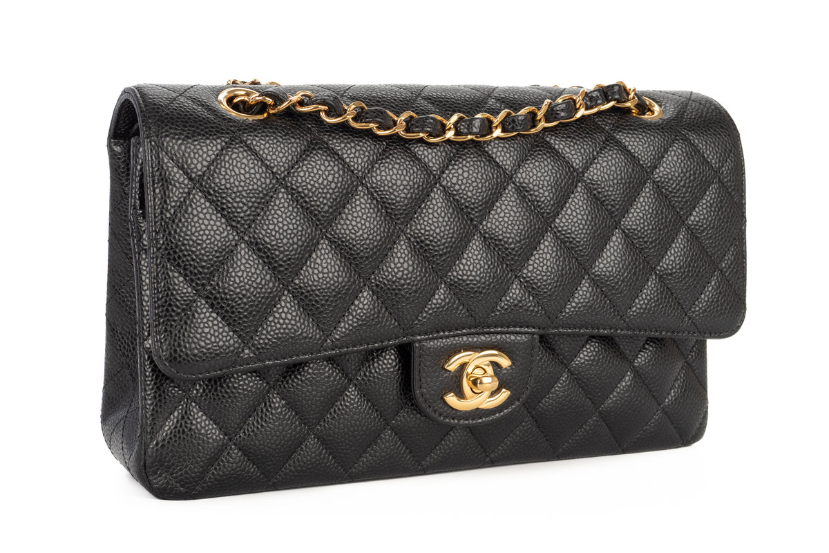 Chanel Medium Double Classic Flap Black Caviar Gold Hardware - view 2