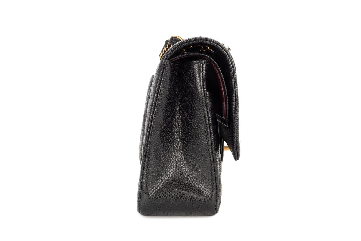 Chanel Medium Double Classic Flap Black Caviar Gold Hardware - view 5