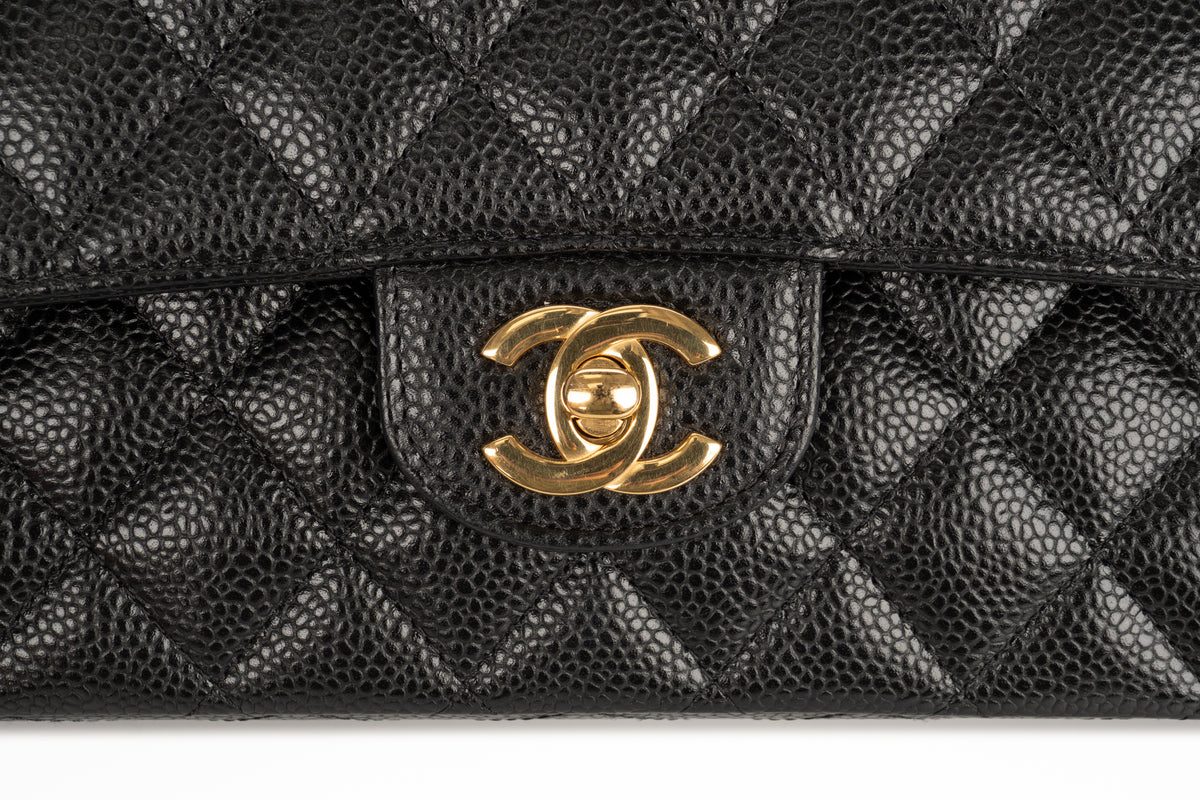 Chanel Medium Double Classic Flap Black Caviar Gold Hardware - view 7