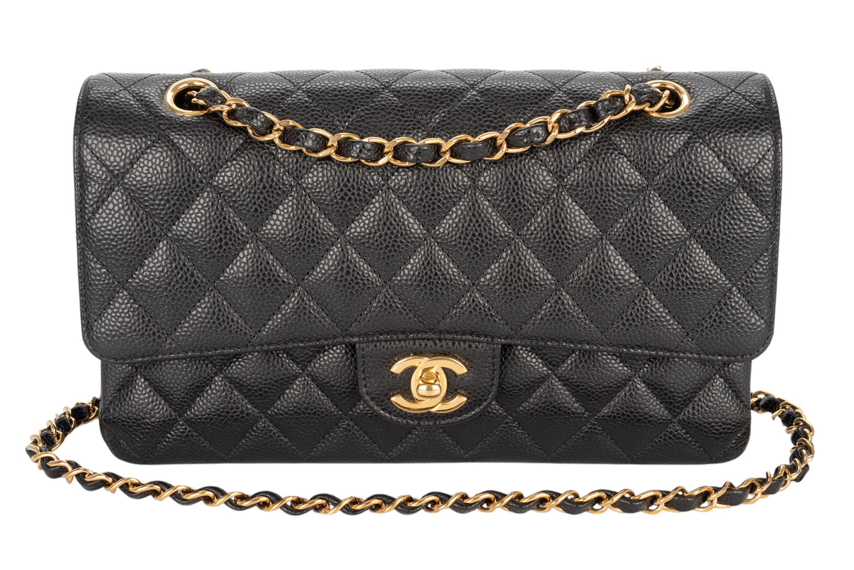 Chanel Medium Double Classic Flap Black Caviar Gold Hardware - view 8