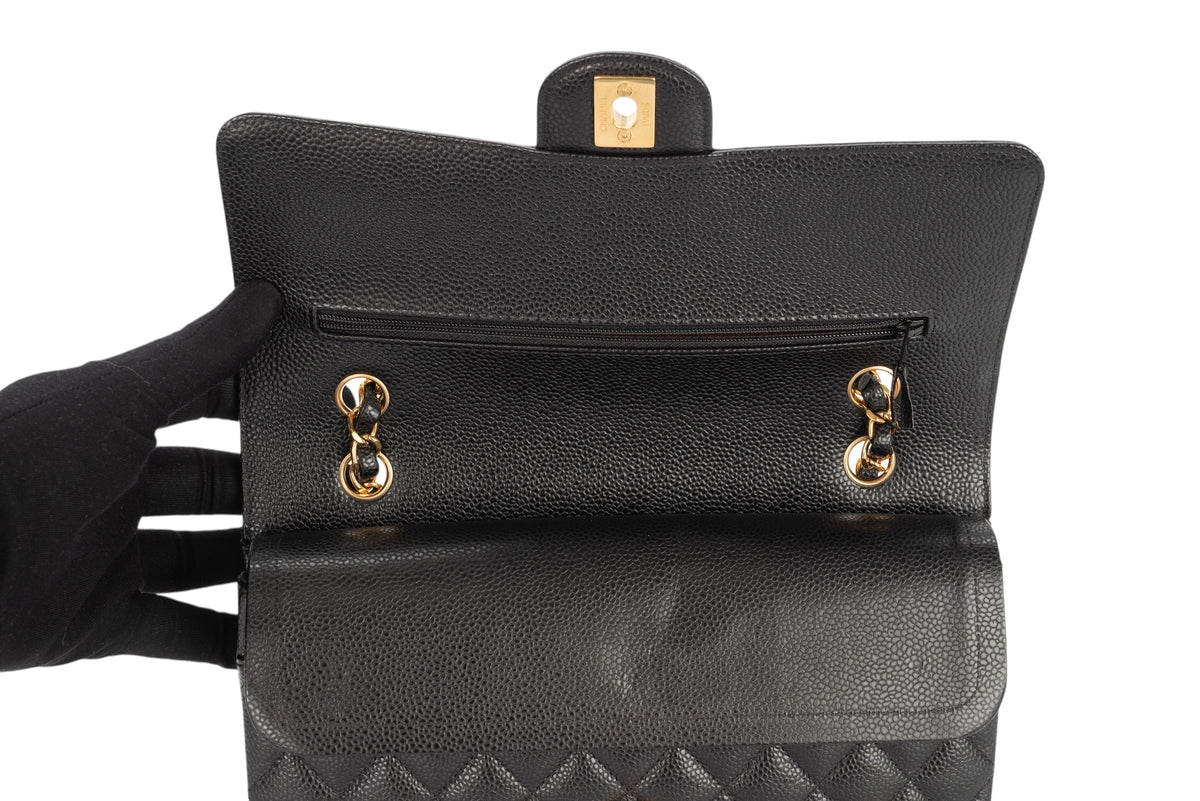 Chanel Medium Double Classic Flap Black Caviar Gold Hardware - view 9