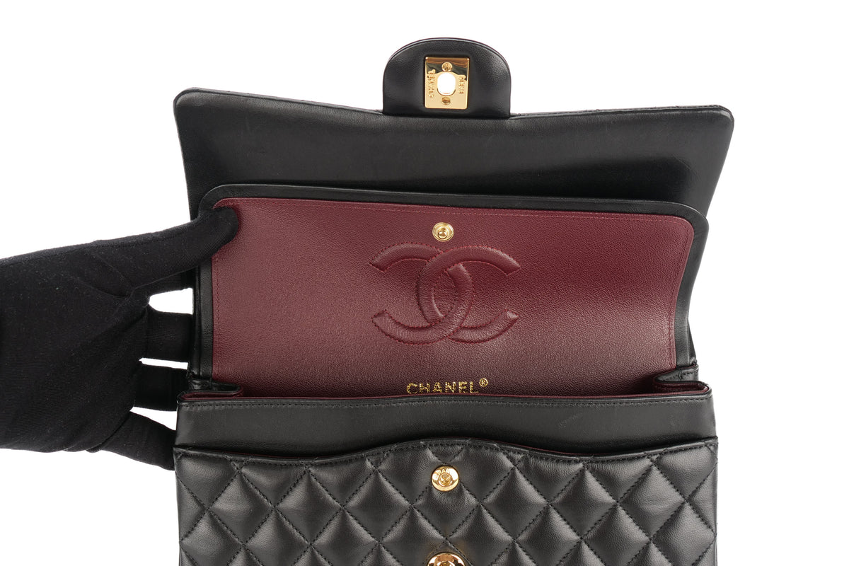 Chanel Medium Double Classic Flap Black Lambskin Gold Hardware - view 10
