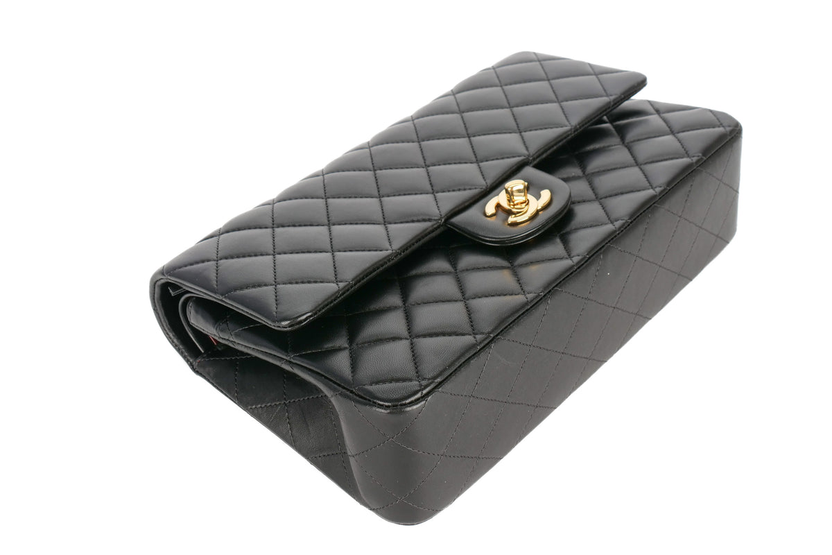 Chanel Medium Double Classic Flap Black Lambskin Gold Hardware - view 12