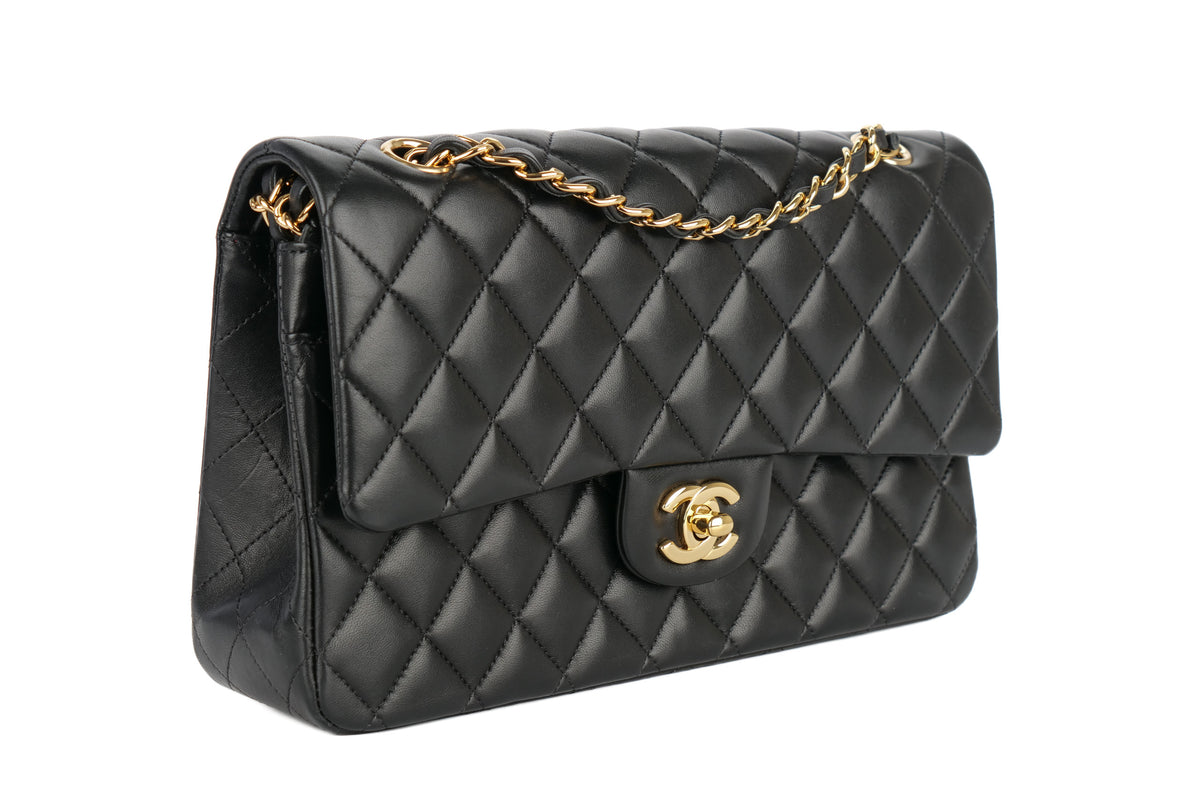 Chanel Medium Double Classic Flap Black Lambskin Gold Hardware - view 2