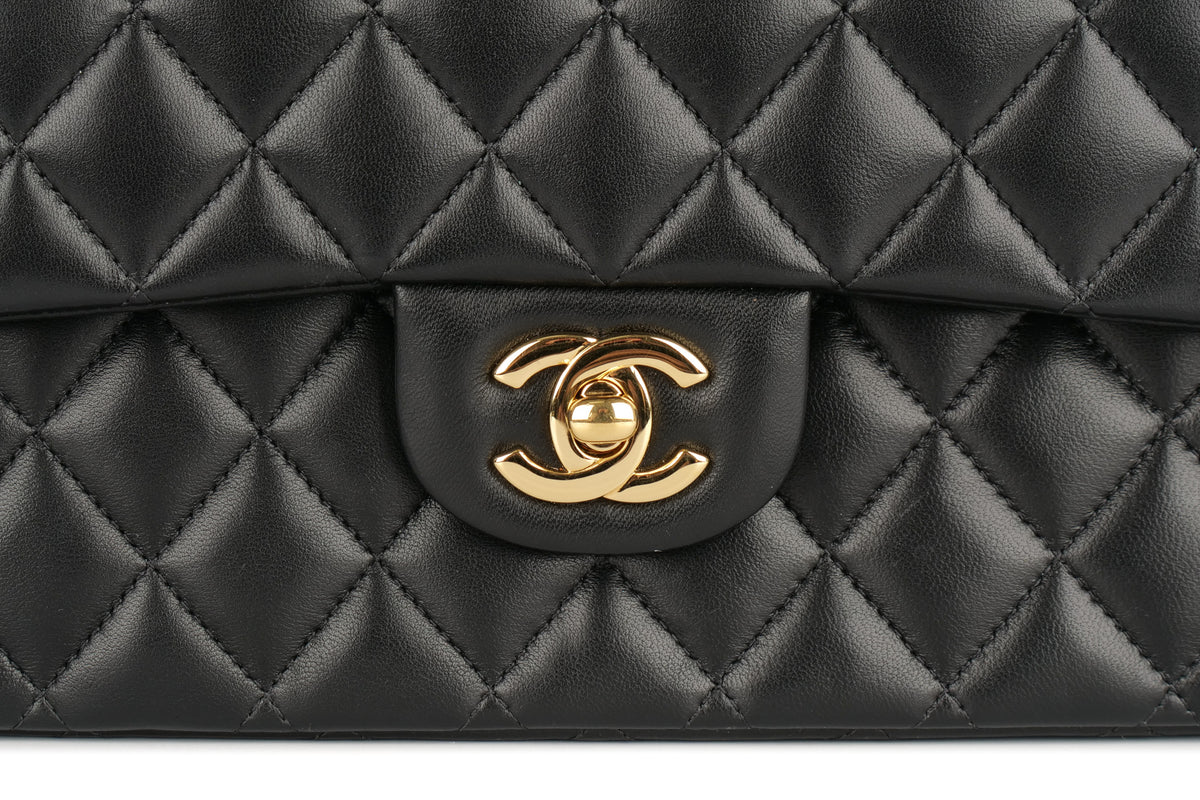 Chanel Medium Double Classic Flap Black Lambskin Gold Hardware - view 7