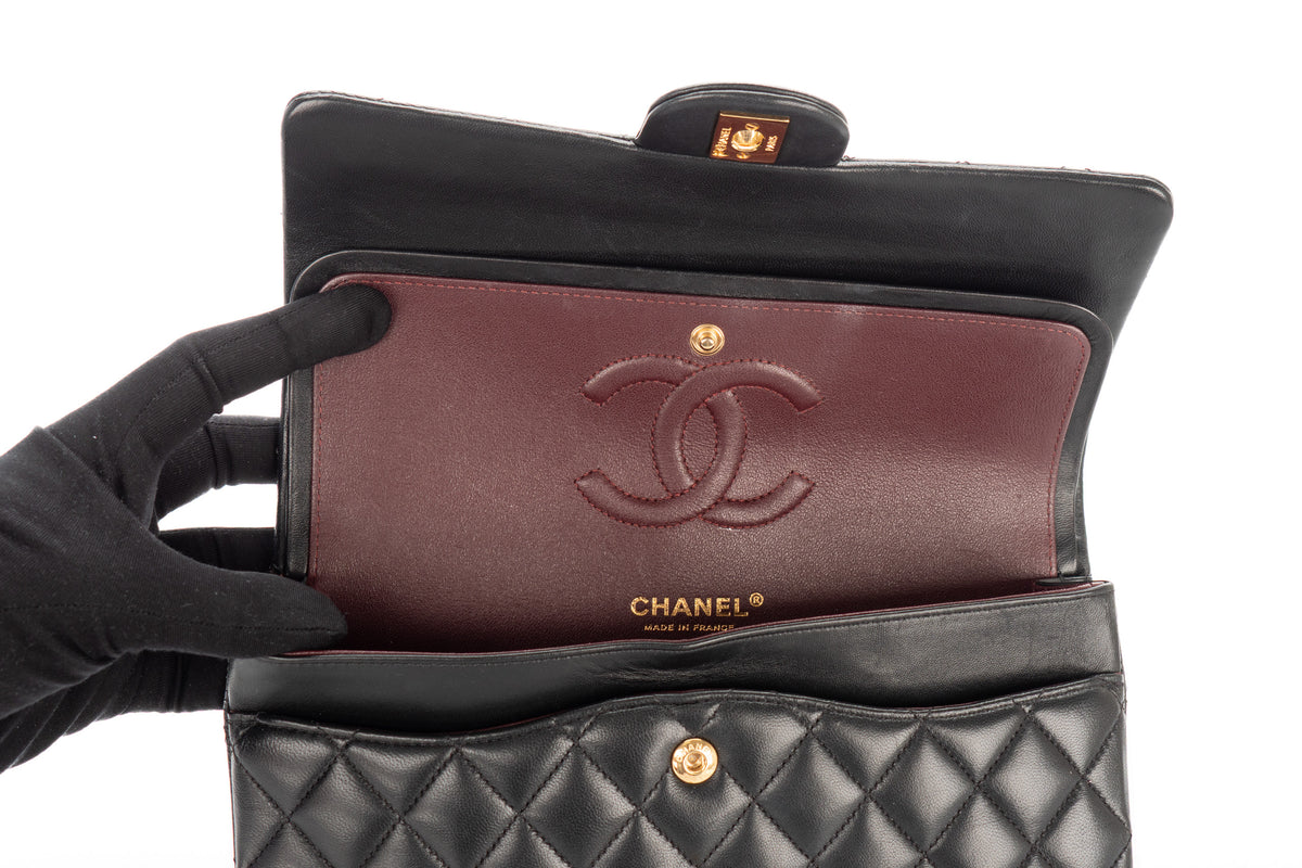 Chanel Medium Double Classic Flap Black Lambskin Gold Hardware - view 10