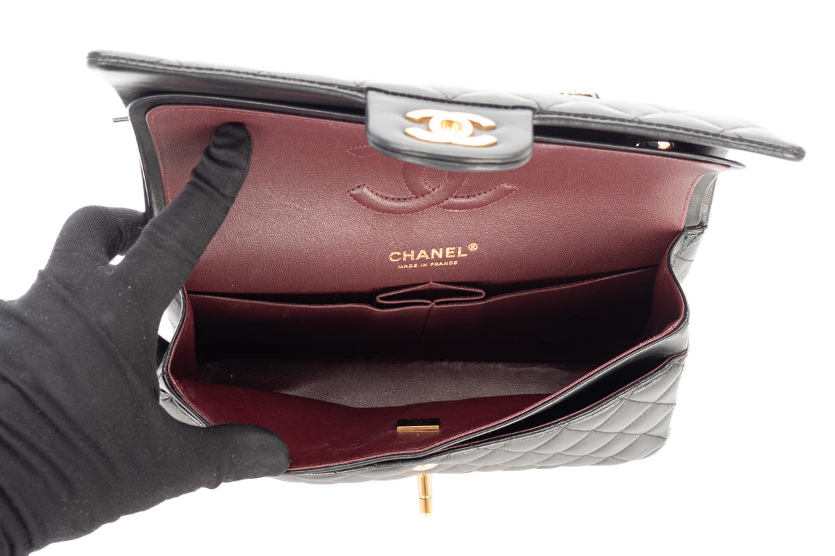 Chanel Medium Double Classic Flap Black Lambskin Gold Hardware - view 11